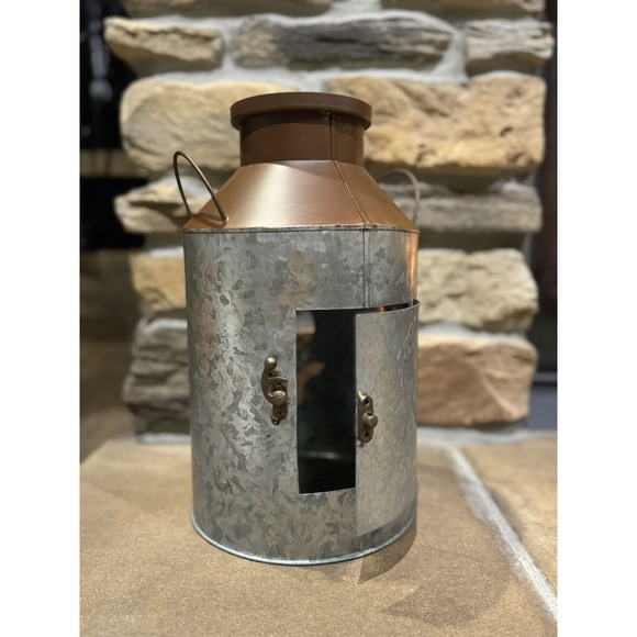 Metal Halloween 12.5"H Jack-O-Lantern Milk Can Luminary - Picture 5 of 5